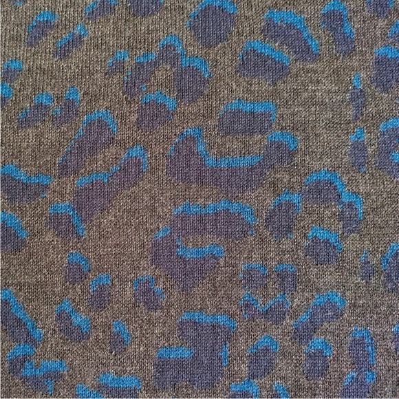 LOFT Grey and Blue Leopard print Sweater Dress - Picture 9 of 12